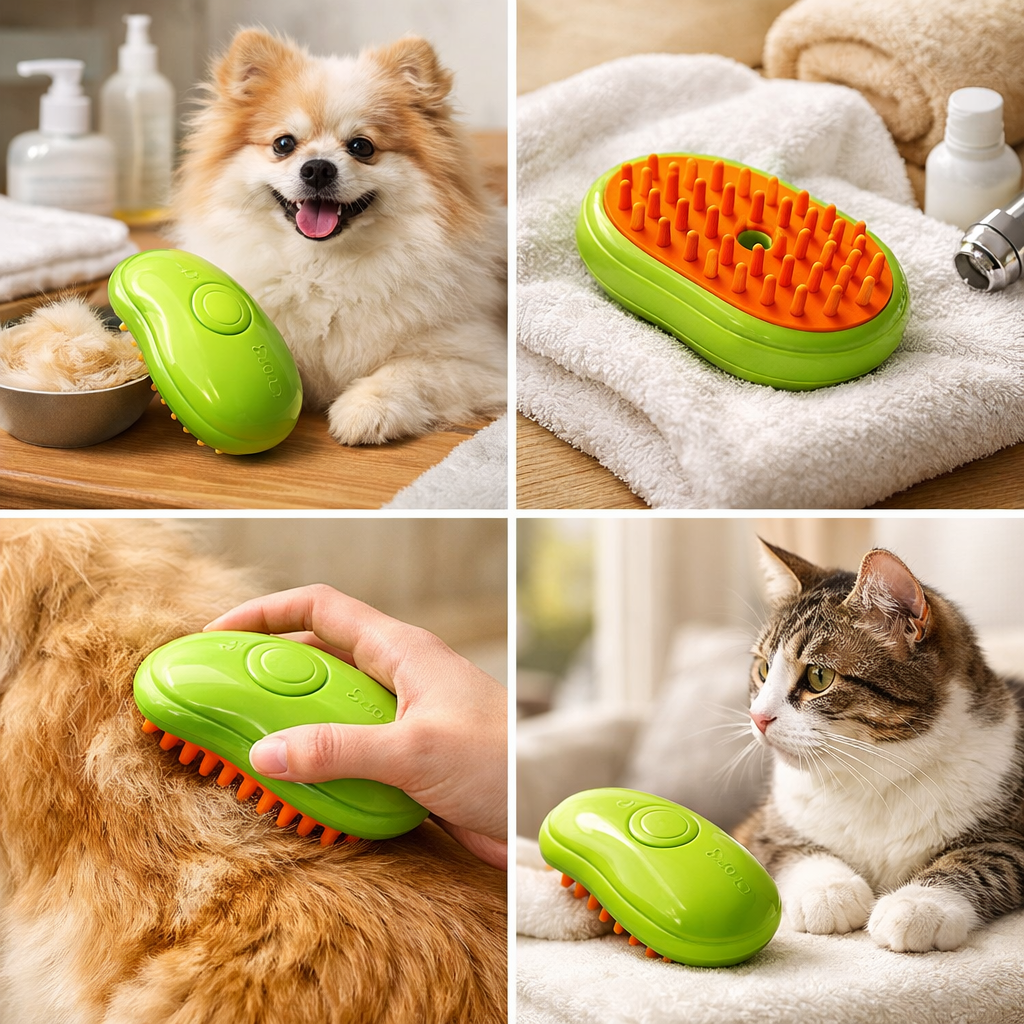 Cepillo Eléctrico 3 en 1 con Spray para Gatos y Perros 🐾